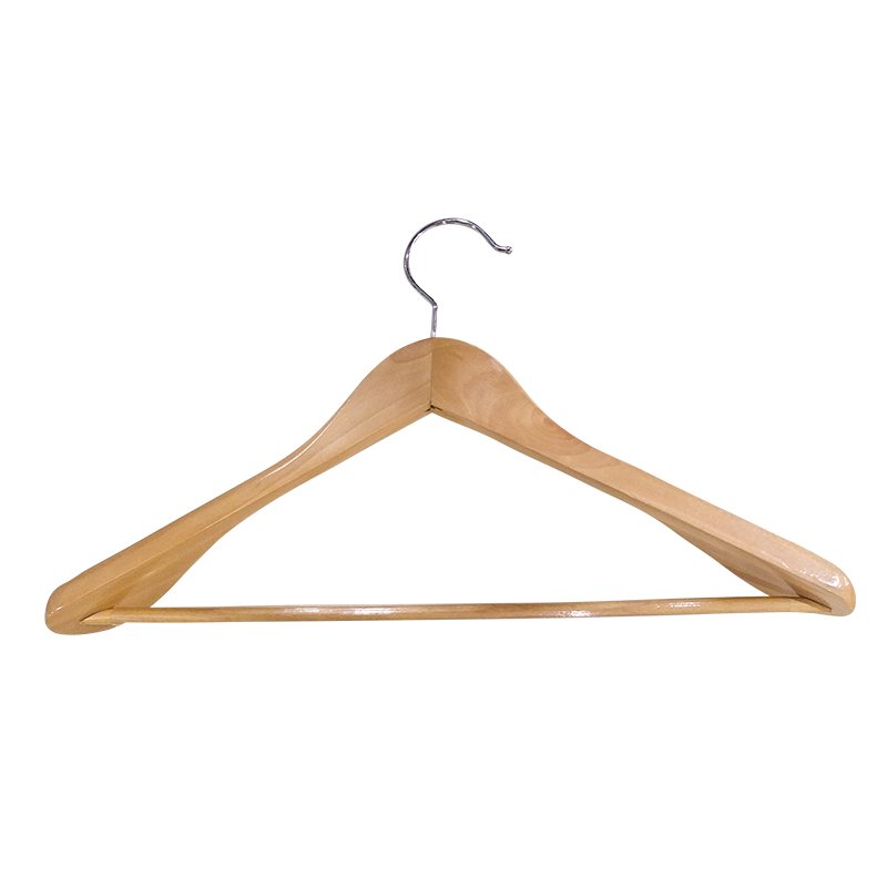 Cintre en bois épaulette large de 46 cm - pack de 25 pièces en finition naturelle