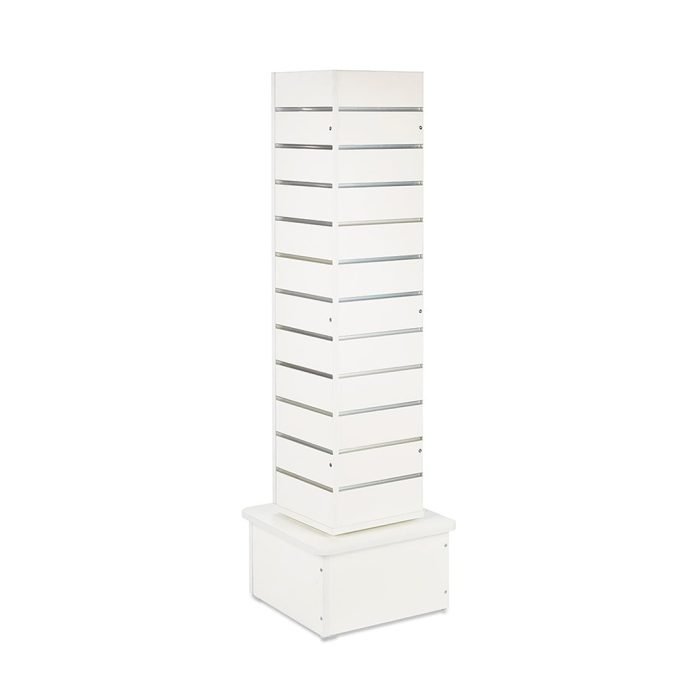 Présentoir en Bois Tournant 4 Faces,10 Rainures – Blanc
