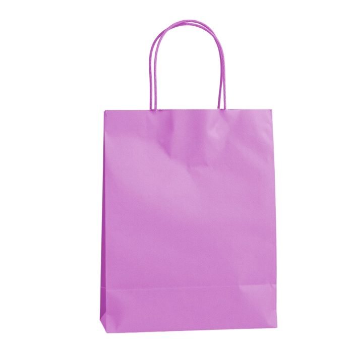 Sac en kraft rose, dimensions 28 x 33 x 12 cm, lot de 200 pièces.