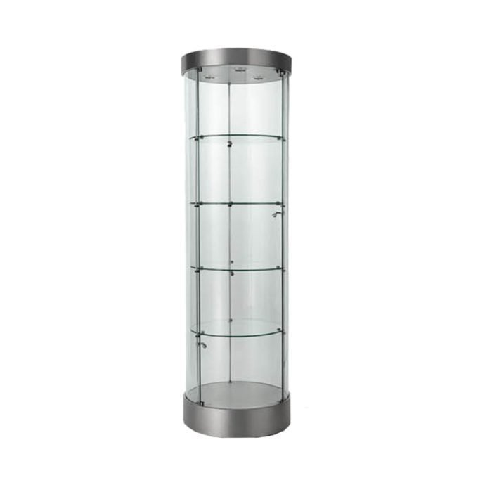 Vitrine cylindrique en verre trompé avec éclairage 580 x 580 x 1850