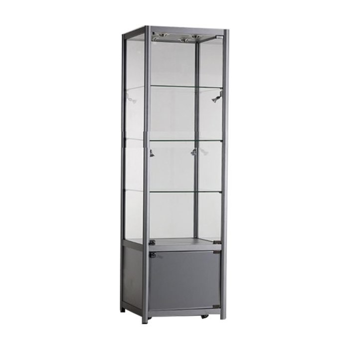 Vitrine en verre trompé avec éclairage 50 x 50 x 198 cm
