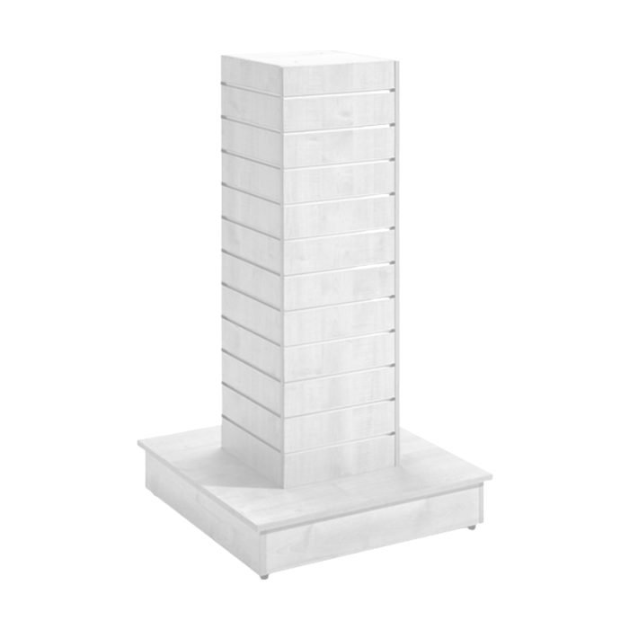 Présentoir en Bois 4 Faces, 11 Rainures – Blanc