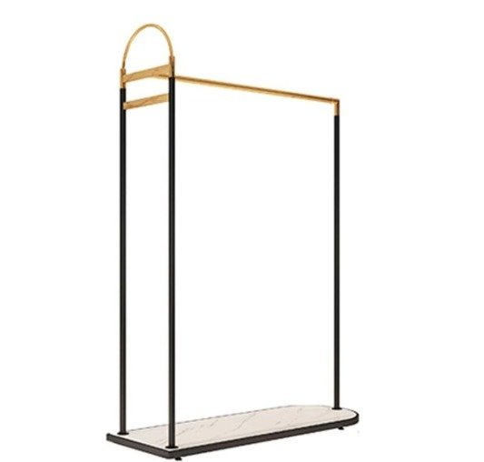 Présentoir linéaire Noir Doré + base blanche
