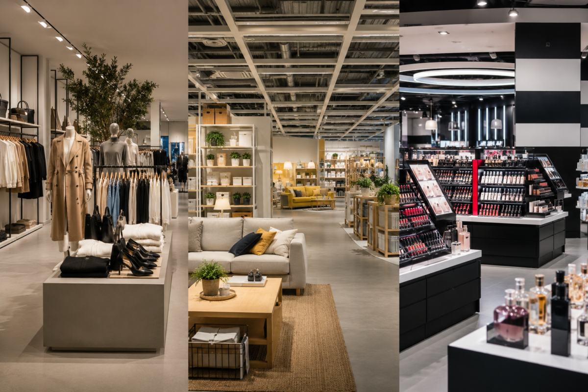 Merchandising magasin au Maroc avec gondoles, rayonnages et présentation produits pour optimiser les ventes en point de vente.