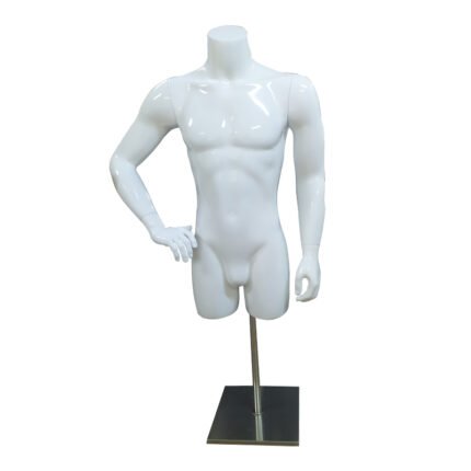 Buste homme 3/4 sans tête - blanc, finition brillante