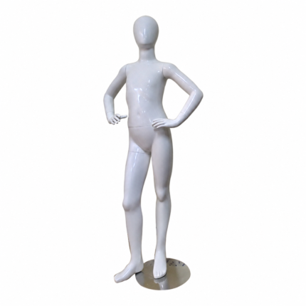 Mannequin enfant sans visage pour vitrine - blanc, finition brillante