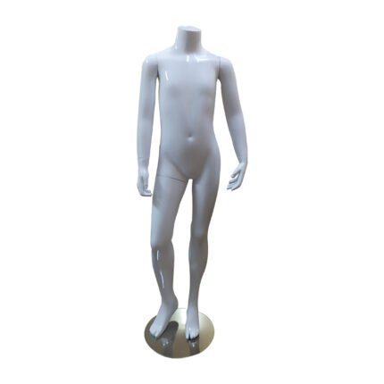 Mannequin enfant sans tête pour vitrine – blanc, finition brillante