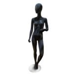 Mannequin femme sans visage, noir, finition mate, sur fond blanc