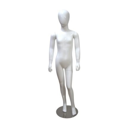 Mannequin enfant sans visage pour vitrine – blanc, finition brillante