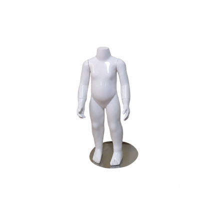 Mannequin enfant sans tête pour vitrine – blanc, finition brillante
