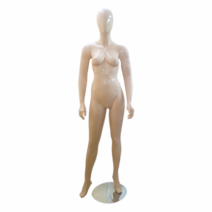 Mannequin femme avec tête pour vitrine – couleur chair, finition brillante