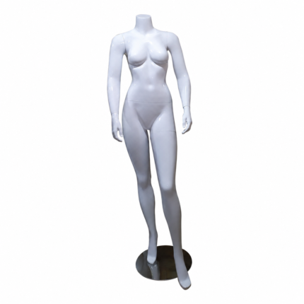 Mannequin femme sans tête pour vitrine – blanc, finition brillante