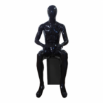 Mannequin homme avec tête pour vitrine – noir, finition brillante