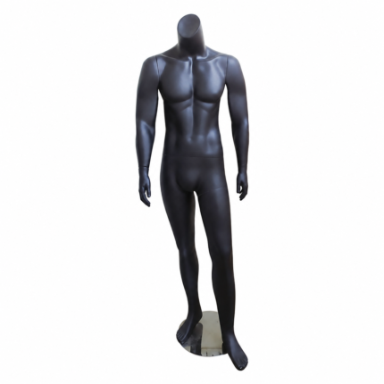 Mannequin homme sans tête pour vitrine – noir, finition mate